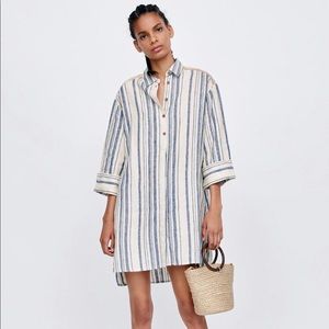 Zara Striped Linen Dress; NWOT!; Dry Cleaned